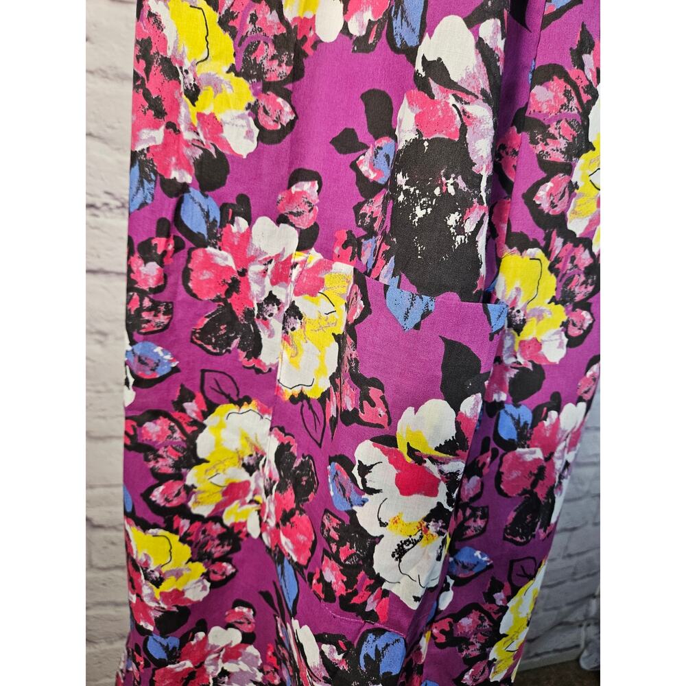 Anthony Richards Purple Floral Mumu Dress‎ Size XL New Lightweight Short Sleeve - Picture 7 of 11